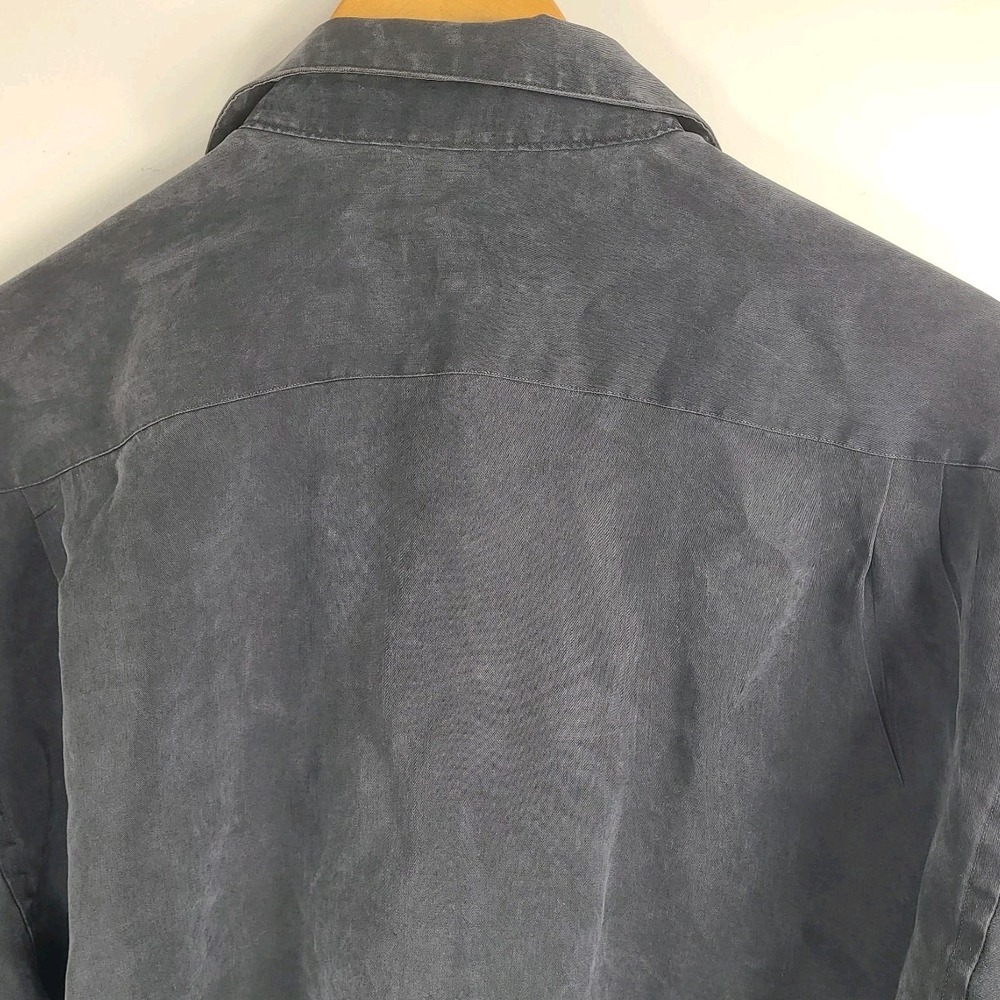 Pronto Uomo Men's Button Up Shirt Large Gray Long Sleeve Tencel Blend - Picture 4 of 7